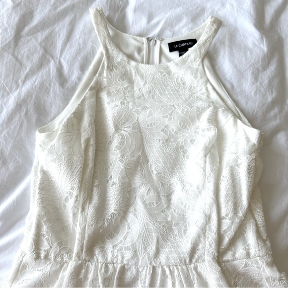 White Lace Sleeveless Knee Length Cocktail Dress Prom - Picture 5 of 6